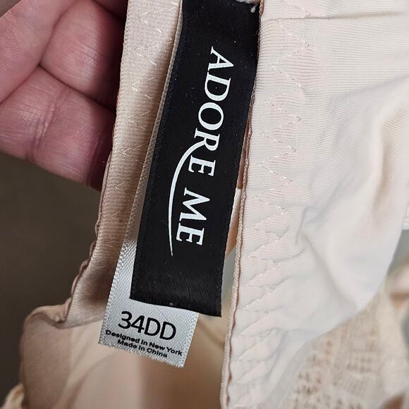 Adore Me cream lacey lined under wire bra Women's size 34DD adjustable strap - Picture 4 of 4